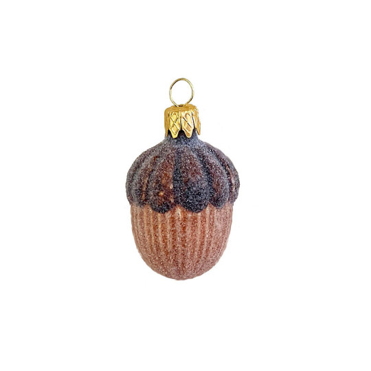 Petite Frosted Acorn Christmas Ornament ~ Czech Republic ~ 1-3/4" long