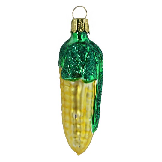 Yellow Blown Glass Corn Ornament ~ Germany ~ 3-1/2" long
