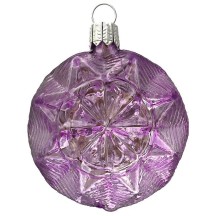 Pale Lavender Blown Glass Geometric Star Ornament ~ Germany ~ 2-5/8" ~ Half Clear/ Half Silvered
