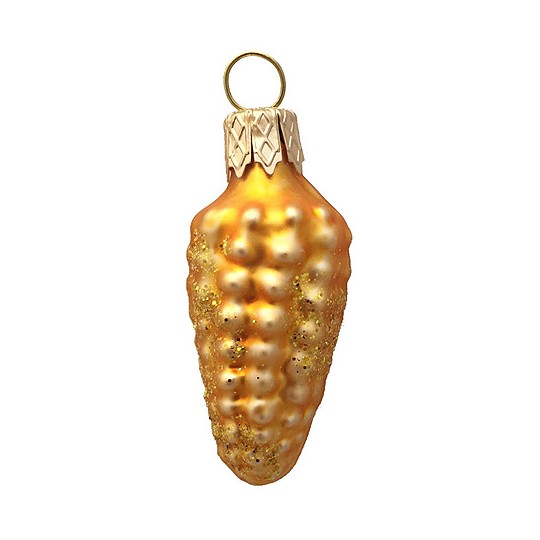 Petite Matte Yellow Corn Cob Blown Glass Ornament ~ Poland ~ 2" tall