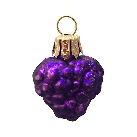 Petite Matte Purple Berry Blown Glass Ornament ~ Poland ~ 1-1/4" tall
