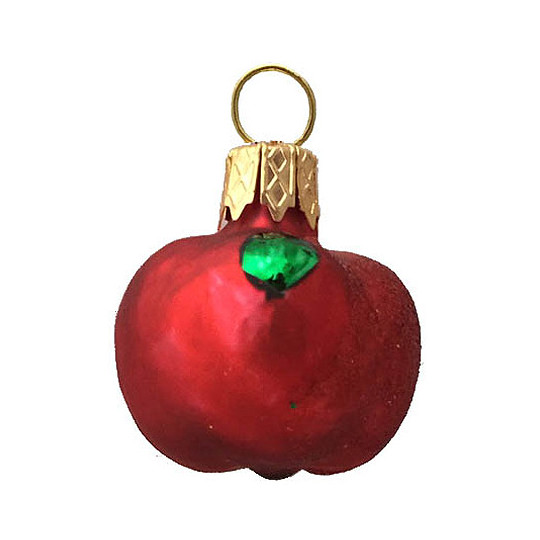 Petite Matte Red Apple Blown Glass Ornament ~ Poland ~ 1-1/4" tall