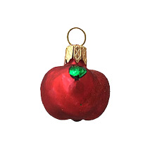 Petite Matte Red Apple Blown Glass Ornament ~ Poland ~ 1-1/4" tall