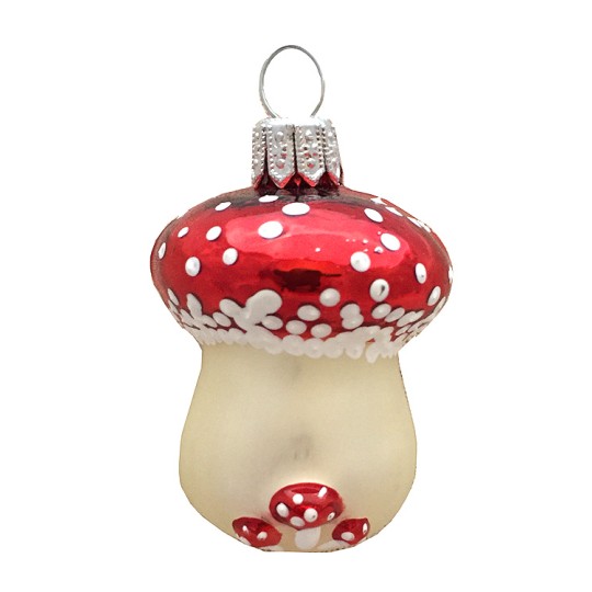 Small Blown Glass Mushroom Ornament ~ Germany ~ 2" long