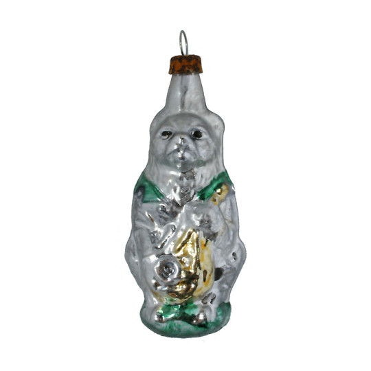 Musical Cat with Mandolin Blown Glass Ornament ~ Germany ~ 2-3/4" tall