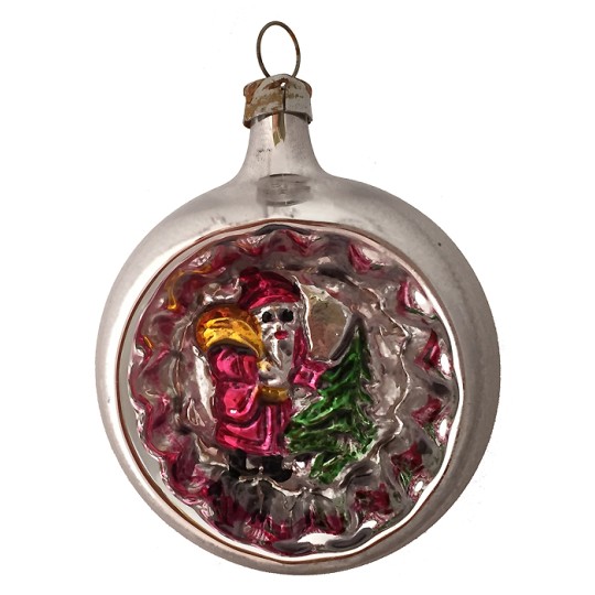 Santa Indent Blown Glass Ornament ~ Germany ~ 2-1/2" tall