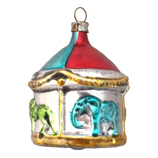 Circus Carousel Blown Glass Ornament ~ Germany ~ 2-5/8" tall