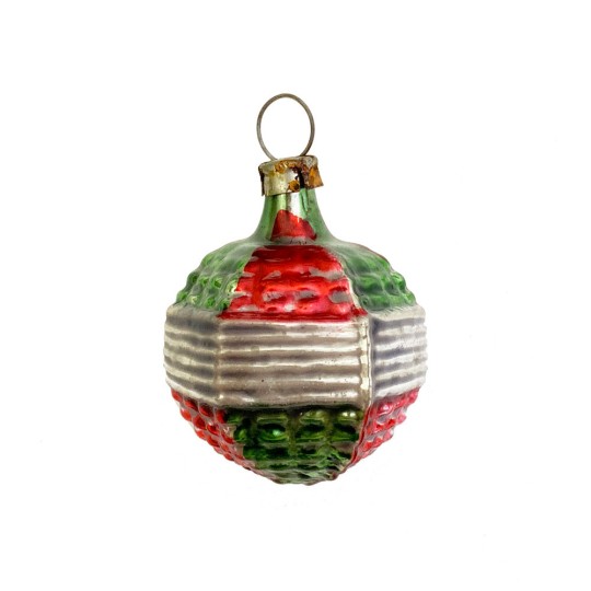 Classic Red and Green Ball Ornament ~ Germany ~ 1-3/4" tall
