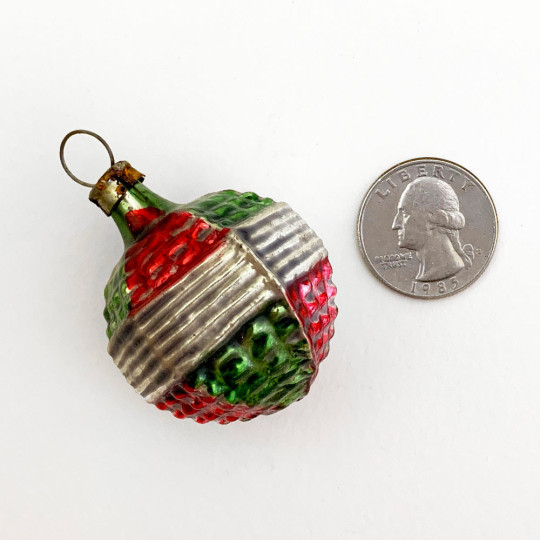 Classic Red and Green Ball Ornament ~ Germany ~ 1-3/4" tall
