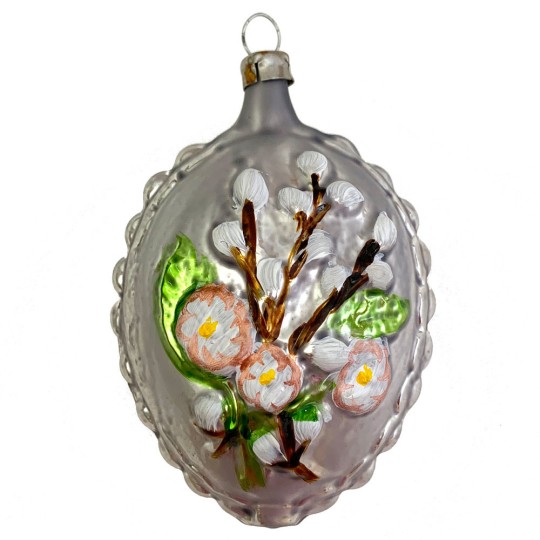 Frosted Stargazer Lily/Flower Ball  Blown Glass Christmas Tree Ornament  Germany 