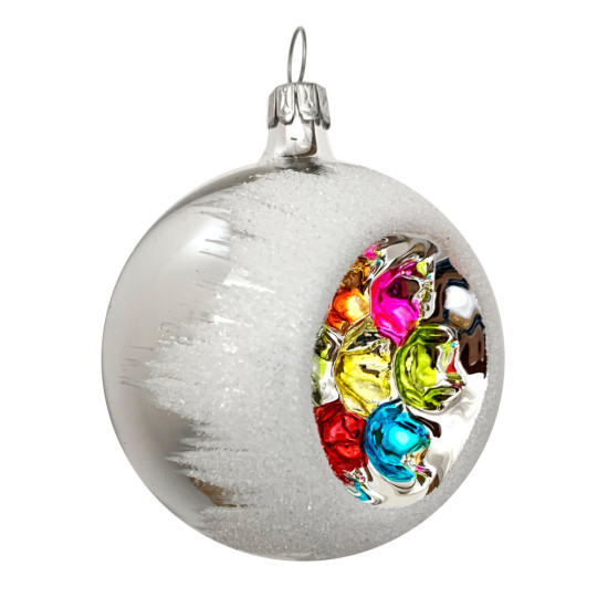 Snowy Multi-color Retro Indent Ornament ~ Germany ~ 2-1/4" across