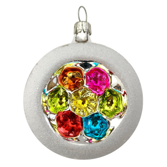 Snowy Multi-color Retro Indent Ornament ~ Germany ~ 2-1/4" across