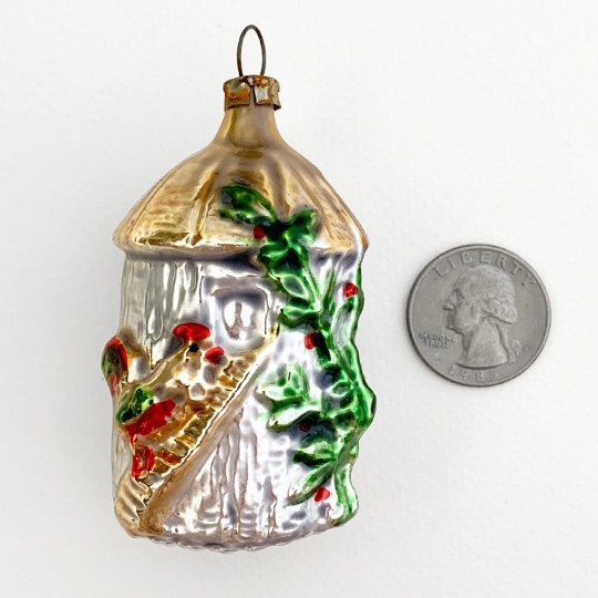 Rooster and Coop Blown Glass Ornament ~ Germany ~ 2-3/4" tall