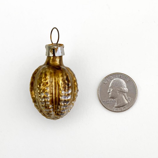 Petite Brown Nut Blown Glass Ornament ~ Germany ~ 1-3/4" tall