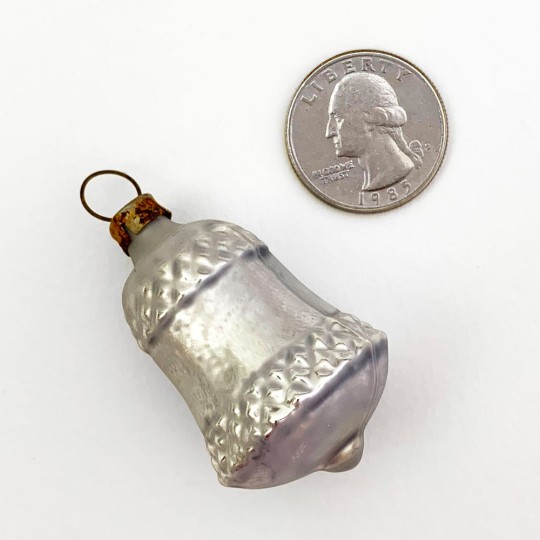 Petite Silver Bell Blown Glass Ornament ~ Germany ~ 1-7/8" tall