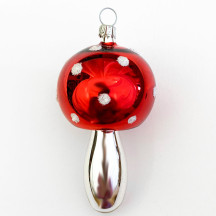 Large Freeform Mushroom Blown Glass Ornament ~ Germany ~ 3-3/4" tall
