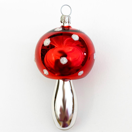 Large Freeform Mushroom Blown Glass Ornament ~ Germany ~ 3-3/4" tall