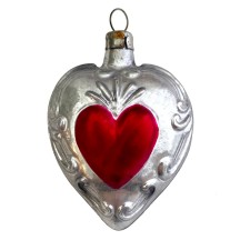 Sacred Heart Blown Glass Ornament ~ Germany ~ 2-3/4" tall