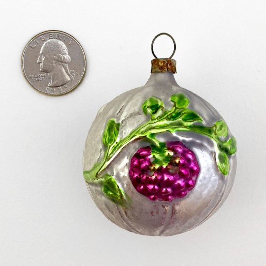 Fancy Berry Ball Blown Glass Christmas Ornament ~ Germany ~2" tall