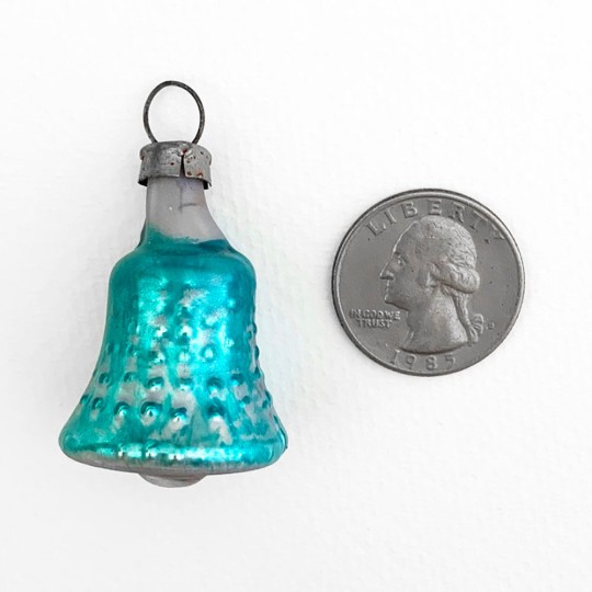 Petite Bumpy Blue Bell Blown Glass Ornament ~ Germany ~ 1-1/2" tall