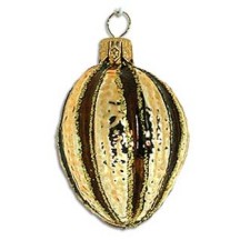 Brown and Gold Striped Nut Ornament ~ Poland