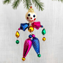 Pink and Blue Glass Bead Figure Ornament ~ 5" tall ~ Czech Republic