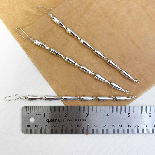 Set of 3 Silver Glass Icicle Ornaments ~ 5-1/2" long ~ Czech Republic