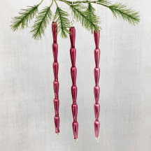 Set of 3 Opal Purple Glass Icicle Ornaments ~ 5-1/2" long ~ Czech Republic