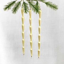 Set of 3 Matte Pale Yellow Glass Icicle Ornaments ~ 5-1/2" long ~ Czech Republic