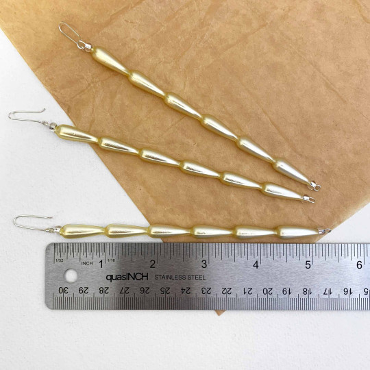 Set of 3 Matte Pale Yellow Glass Icicle Ornaments ~ 5-1/2" long ~ Czech Republic