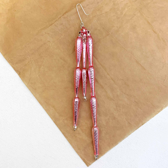 Fancy Light Pink Glass Icicle Ornament ~ 6" long ~ Czech Republic