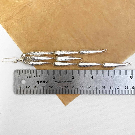 Fancy Silver Glass Icicle Ornament ~ 6" long ~ Czech Republic