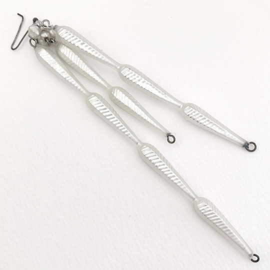 Fancy Matte White Glass Icicle Ornament ~ 6" long ~ Czech Republic