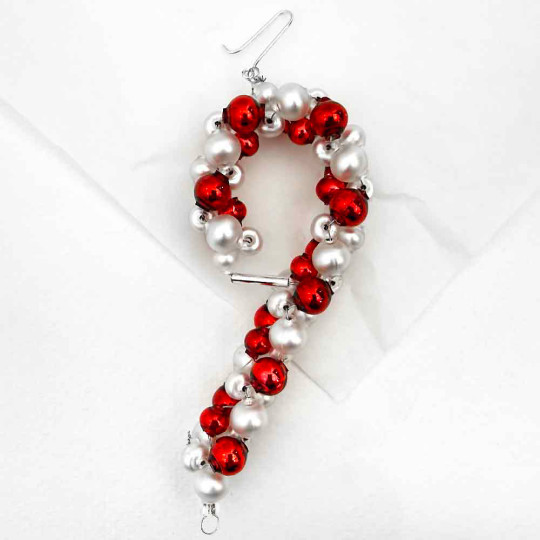 Candy Cane Glass Bead Ornament ~ 3-3/4" ~ Czech Republic