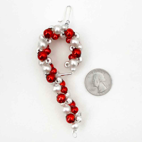 Candy Cane Glass Bead Ornament ~ 3-3/4" ~ Czech Republic