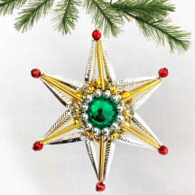 Extra Fancy Glass Bead Star Ornament ~ 4-1/2" ~ Czech Republic