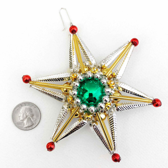 Extra Fancy Glass Bead Star Ornament ~ 4-1/2" ~ Czech Republic