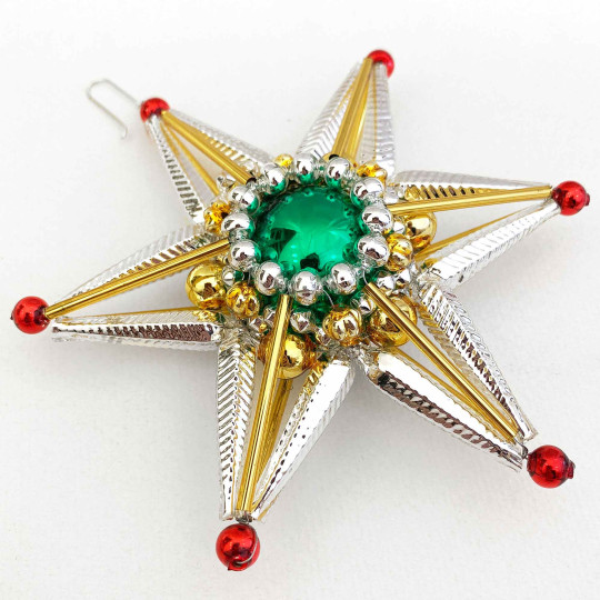 Extra Fancy Glass Bead Star Ornament ~ 4-1/2" ~ Czech Republic
