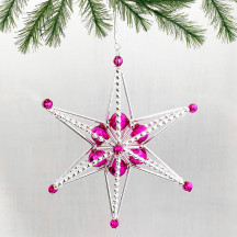 Fancy Glass Bead Star Ornament ~ 4-1/2" ~ Czech Republic