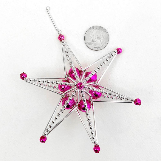 Fancy Glass Bead Star Ornament ~ 4-1/2" ~ Czech Republic