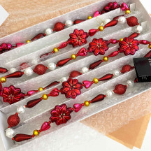 Fancy Poinsettia Glass Bead Christmas Garland ~ 180 cm ~ Czech Republic