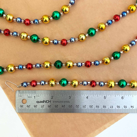 Multi Color Round Beads Glass Christmas Garland ~ 180 cm ~ Czech Republic