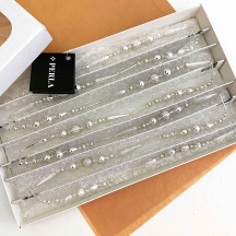 Fancy Silver Glass Bead Christmas Garland ~ 180 cm ~ Czech Republic