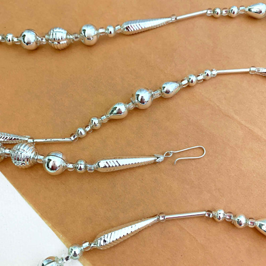 Fancy Silver Glass Bead Christmas Garland ~ 180 cm ~ Czech Republic
