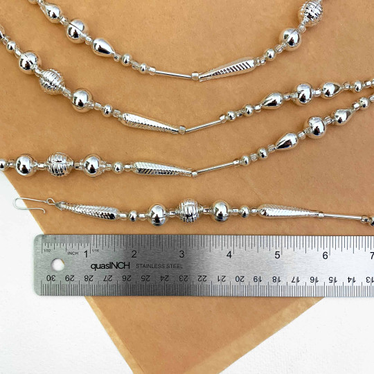 Fancy Silver Glass Bead Christmas Garland ~ 180 cm ~ Czech Republic