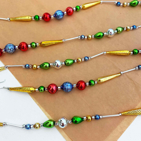 Fancy Multi Color Glass Bead Christmas Garland ~ 180 cm ~ Czech Republic