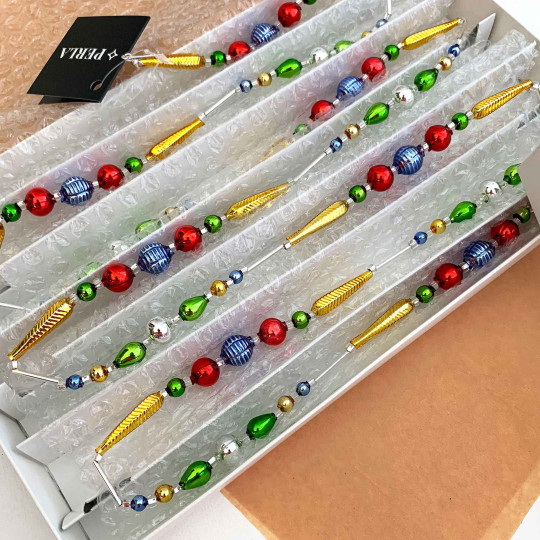 Fancy Multi Color Glass Bead Christmas Garland ~ 180 cm ~ Czech Republic