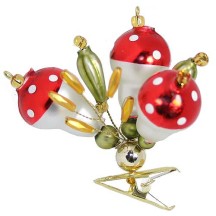 Beaded Mushrooms Clipping Ornament ~ 2-1/2" ~ Czech Republic