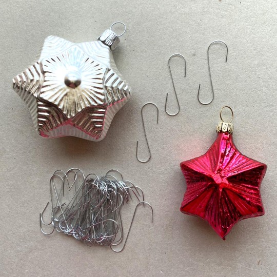 Small Silver Christmas Ornament Hooks ~ Set of 50 ~ Czech Republic