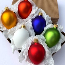 Blown Glass Egg Ornaments ~ Boxed Set ~ 2-1/2" tall